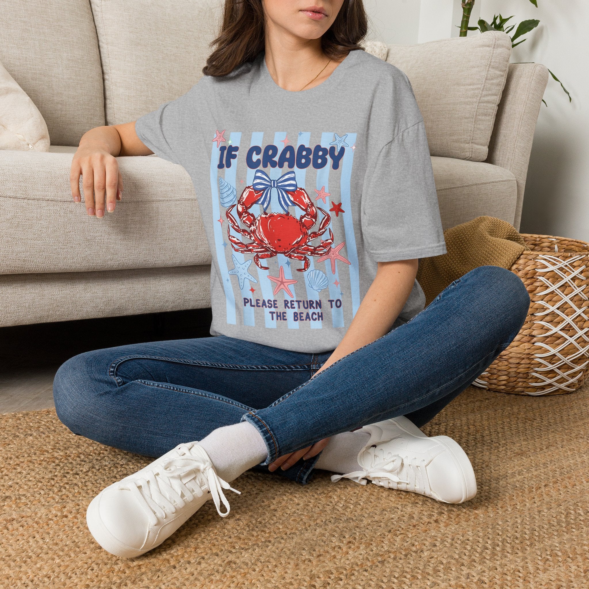T-Shirt — "If Crabby Please Return to the Beach" Nautical Crab Graphic Tee