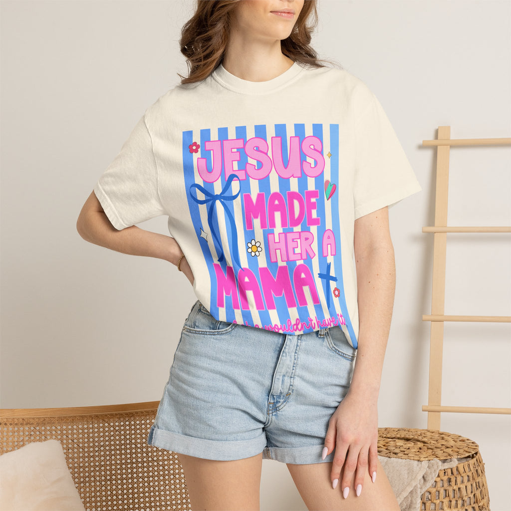 Jesus Made Her a Mama T-Shirt Jesus Made Her A Mama Shirt, Christian Mom Shirt, Faith Based Mama Tee, Religious Mother Shirt, Christian Women Graphic Tee, Cool Moms Tee