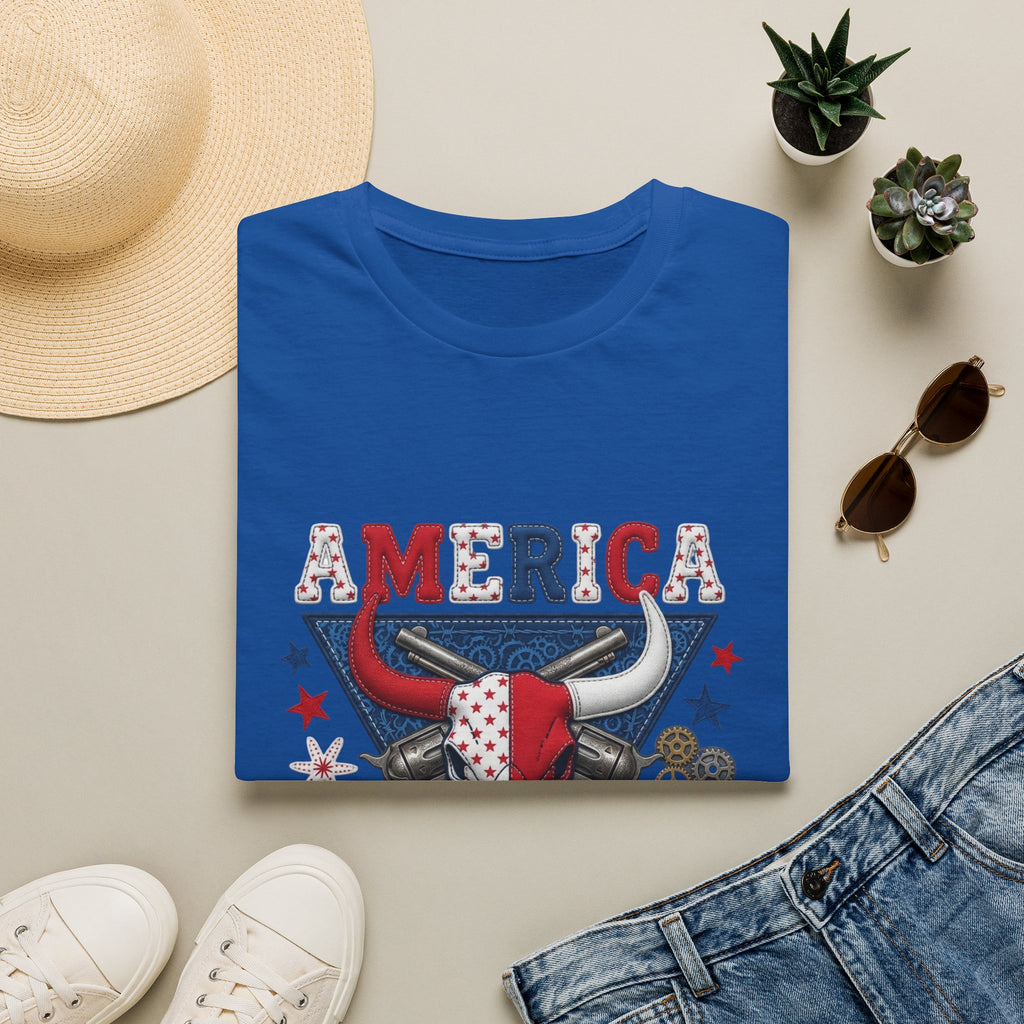 America Made T-Shirt — Patriotic Bull Skull Graphic Tee