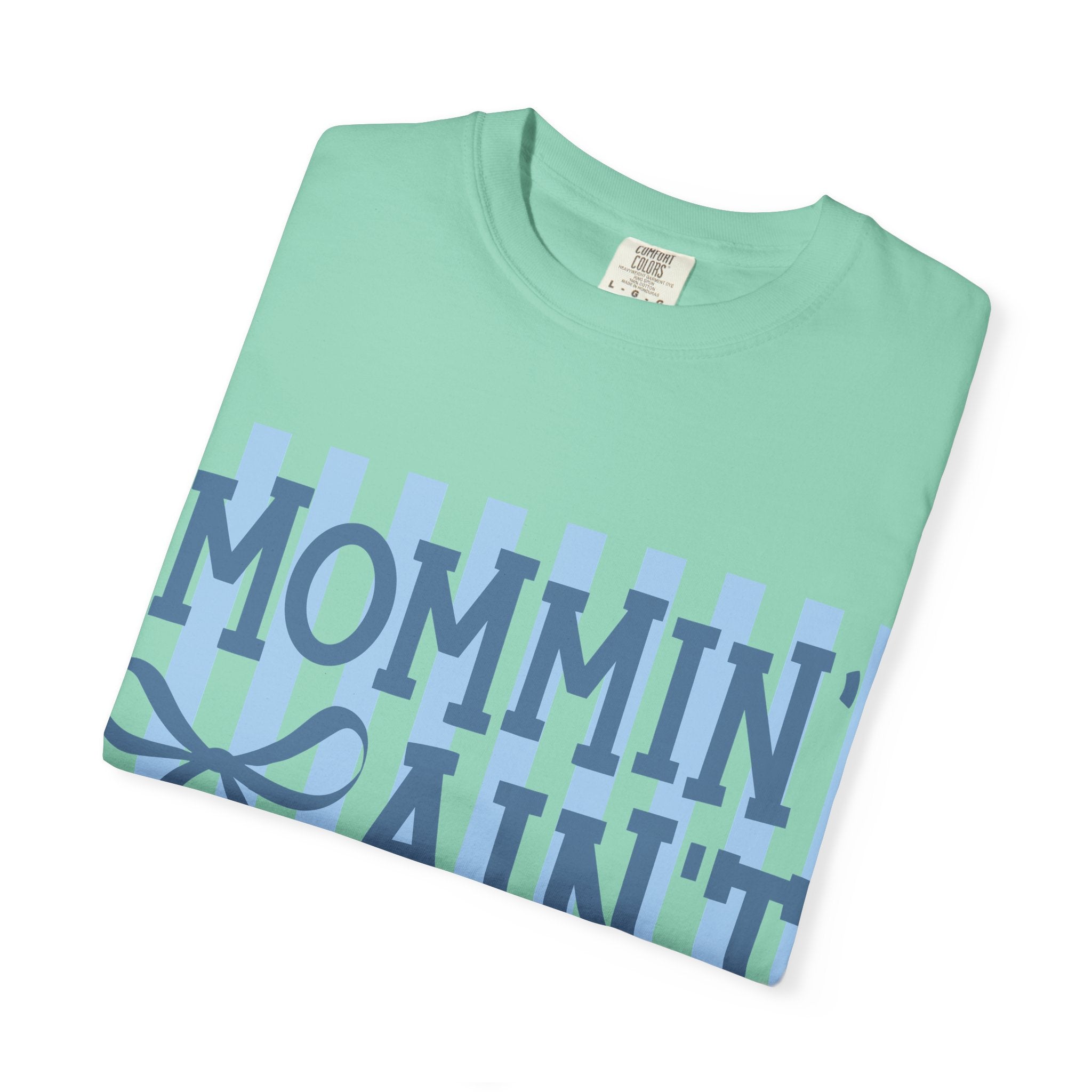Mommin' Ain't Easy T-Shirt — Funny Mom Gift, Blue Striped Mother's Day Tee