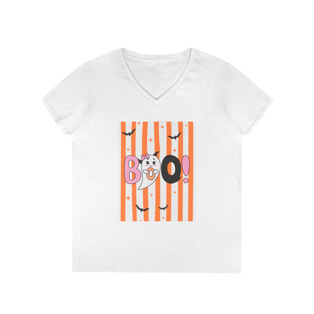 Boo! Ghost Halloween V‑Neck Tee