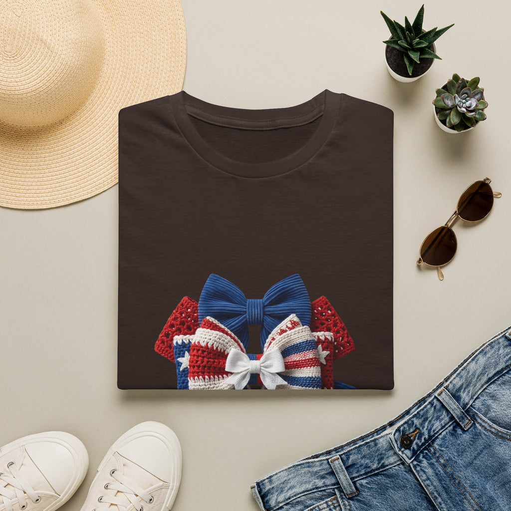 Patriotic Bow T-Shirt — Red White & Blue Ribbon Graphic