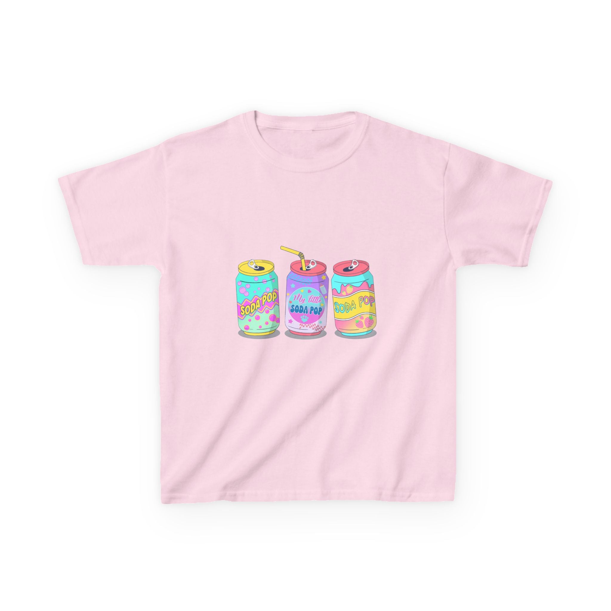 Kids T-Shirt — Colorful Soda Can Trio Graphic Tee (Cute Retro Drink Design)