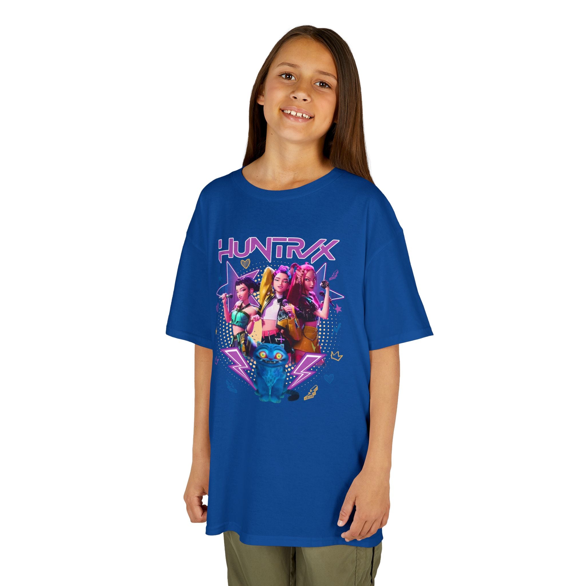 Kids Tee — Colorful 'HUNTRX' Character Graphic Shirt