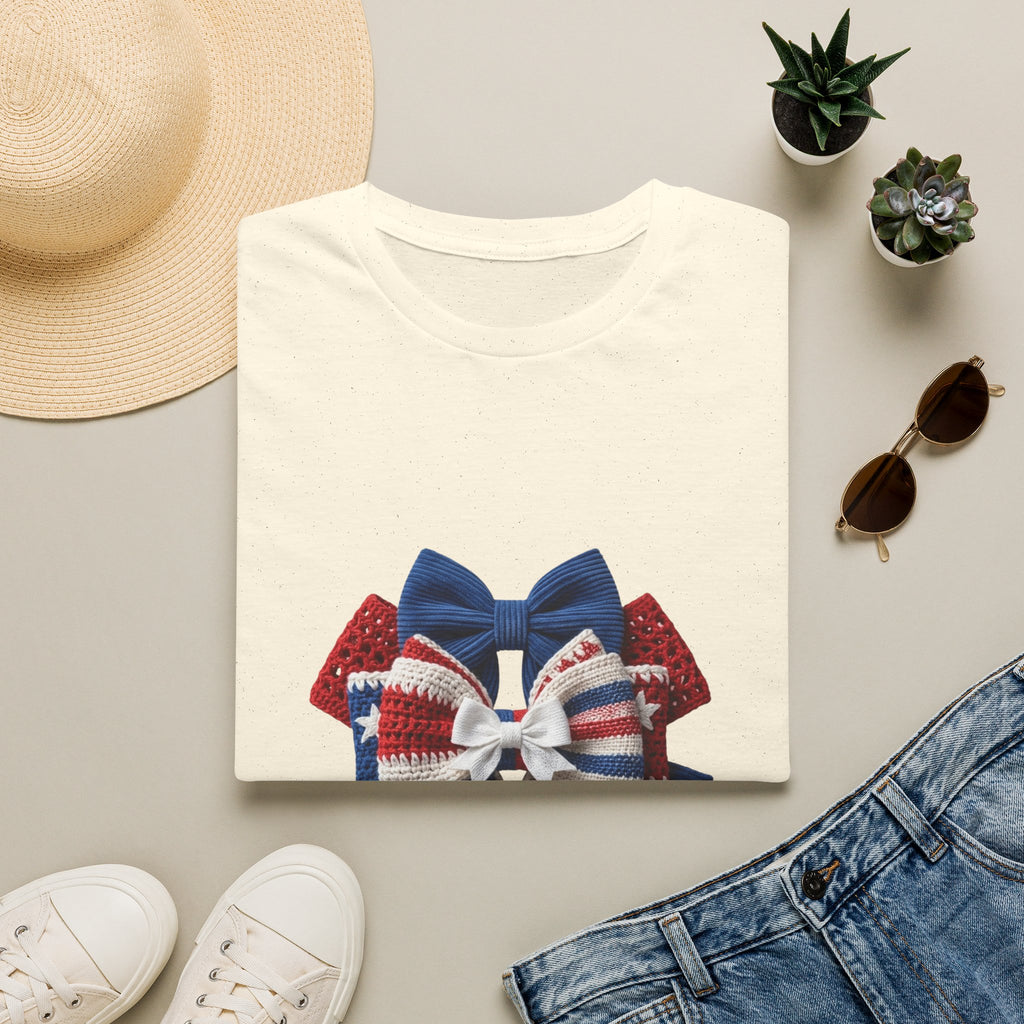 Patriotic Bow T-Shirt — Red White & Blue Ribbon Graphic