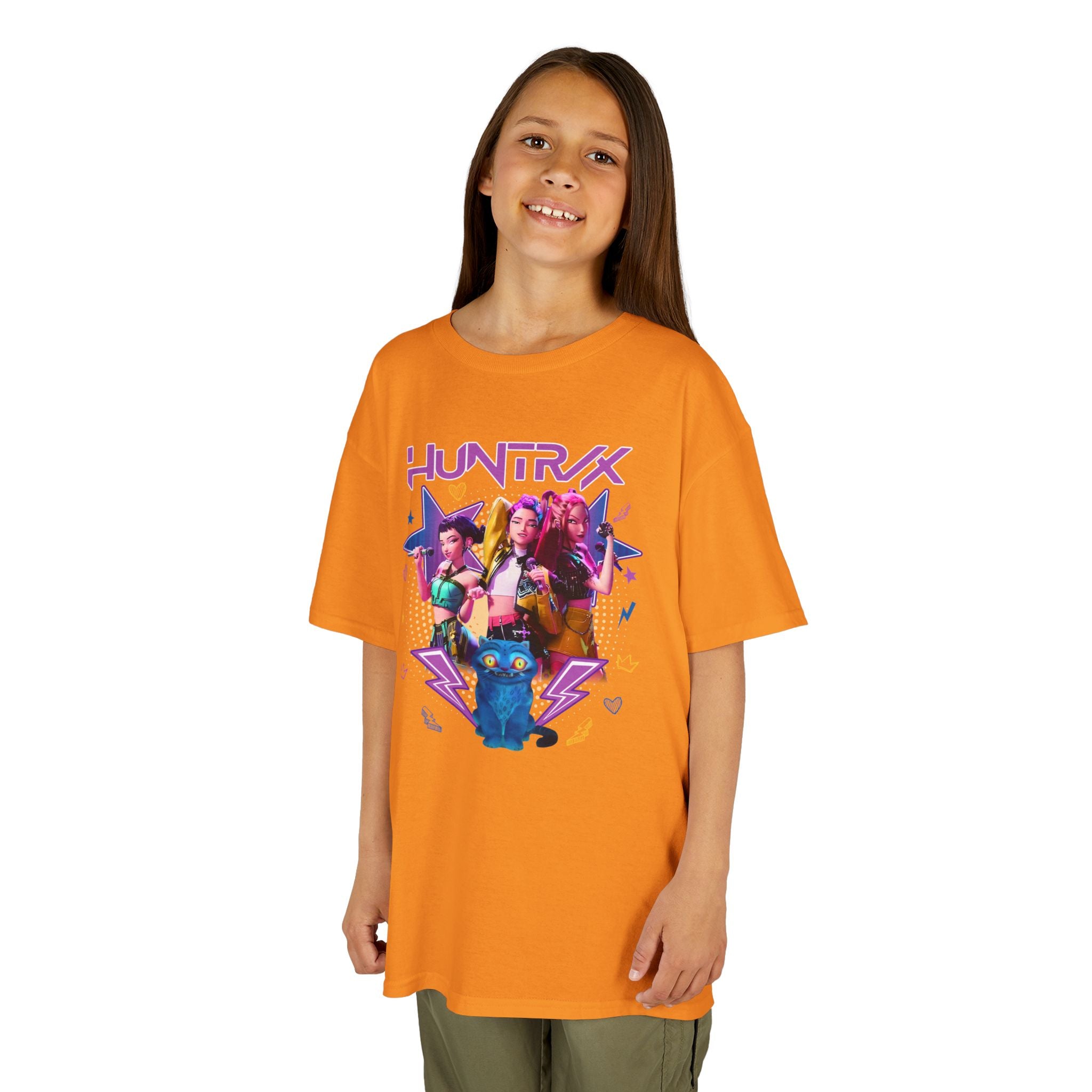 Kids Tee — Colorful 'HUNTRX' Character Graphic Shirt