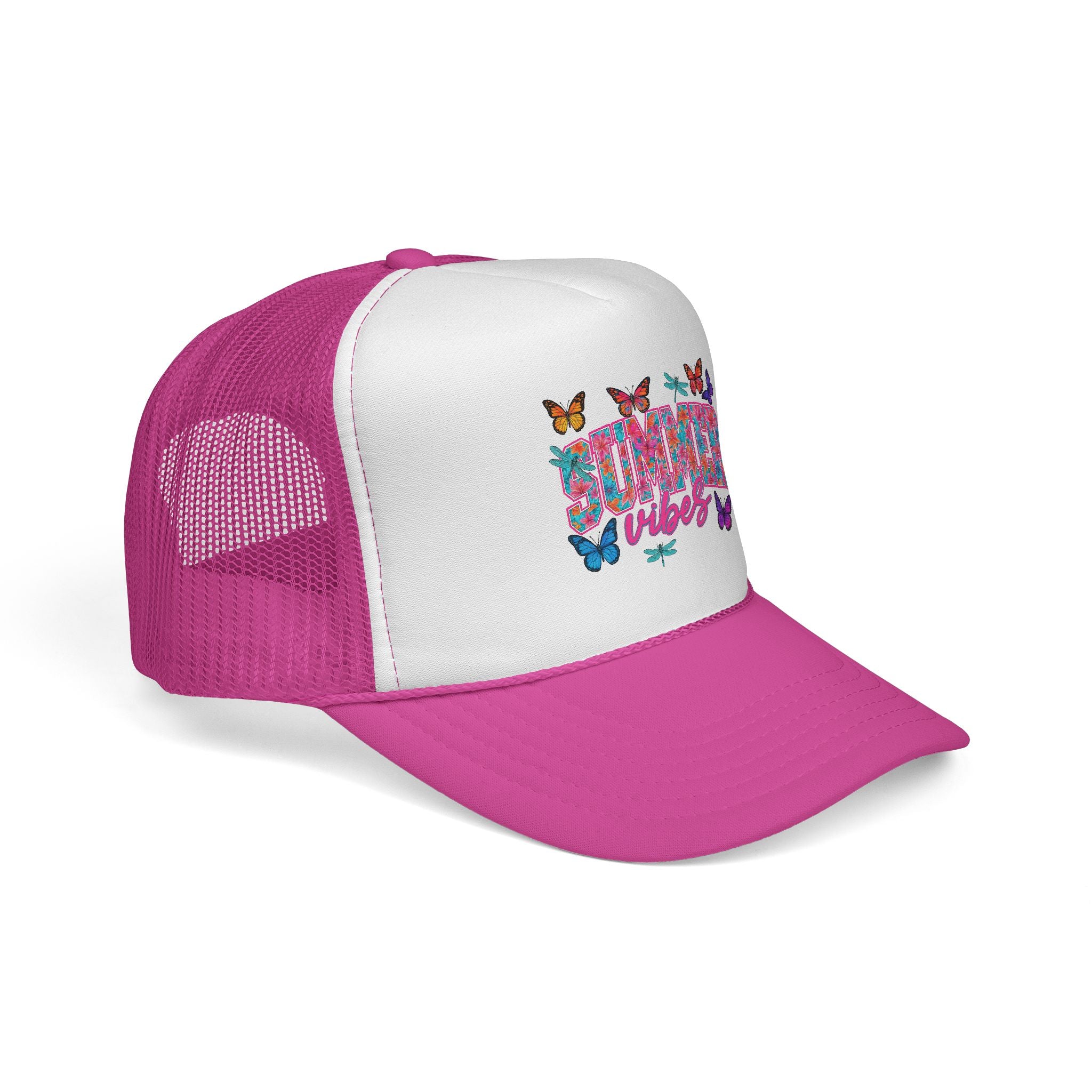 Trucker Cap - 'Butterfly Vibes' Floral Graphic Mesh Hat