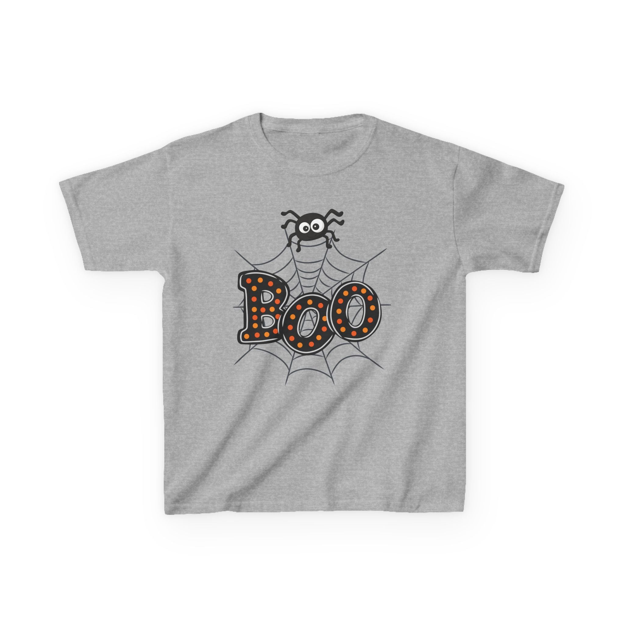 Kids Halloween Tee - "Boo" Spider Web Graphic