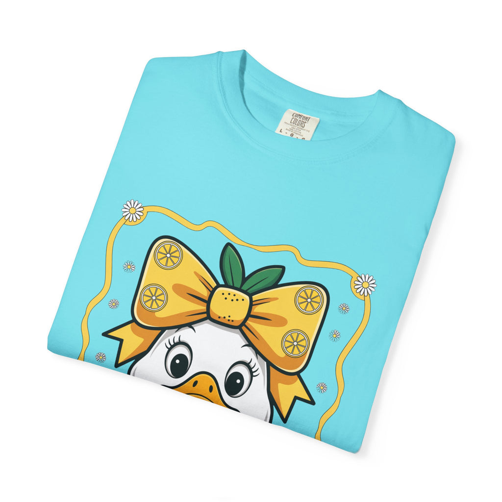 Cute Lemon Duck T-Shirt — Whimsical Duck with Bow Graphic Tee