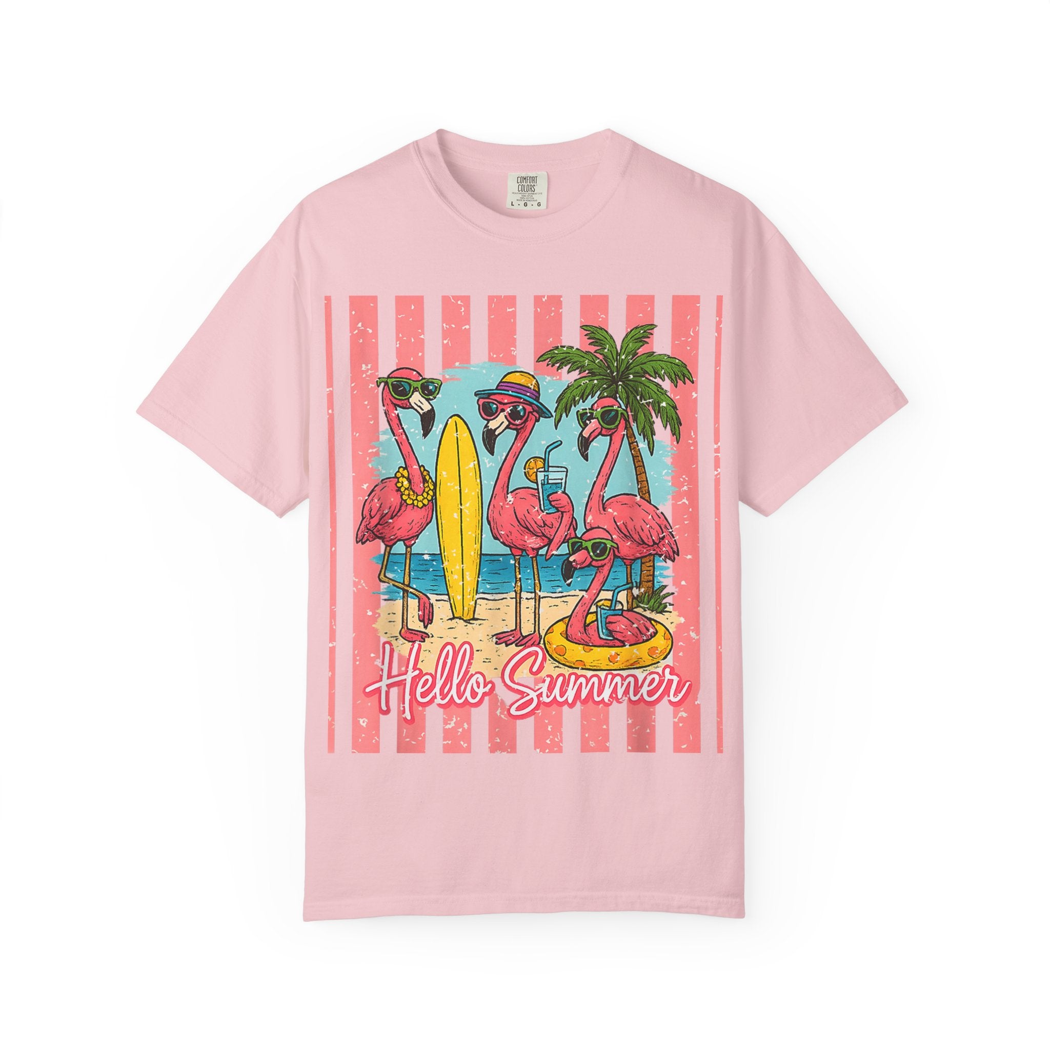 Hello Summer Flamingo Beach T-Shirt