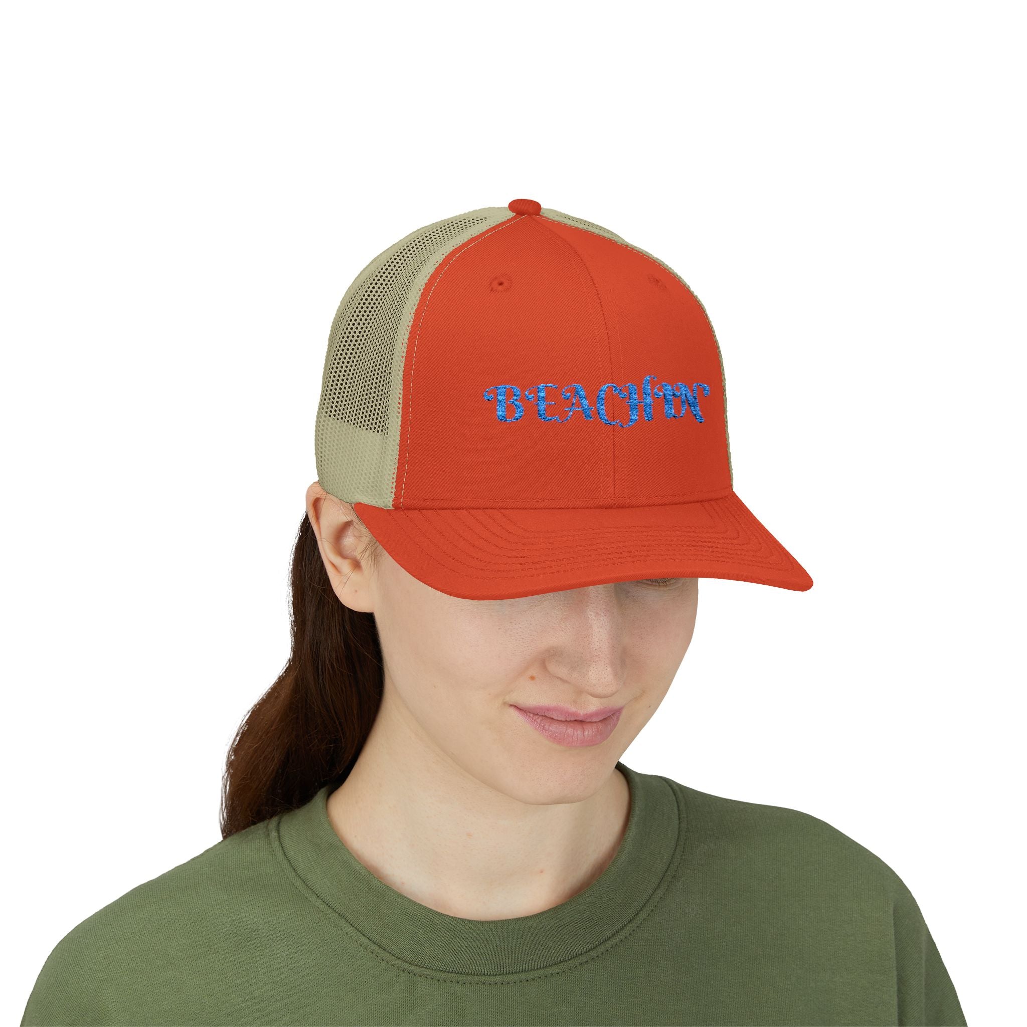 Beachin' Snapback Trucker Cap — Casual Beach Vibe Mesh Hat