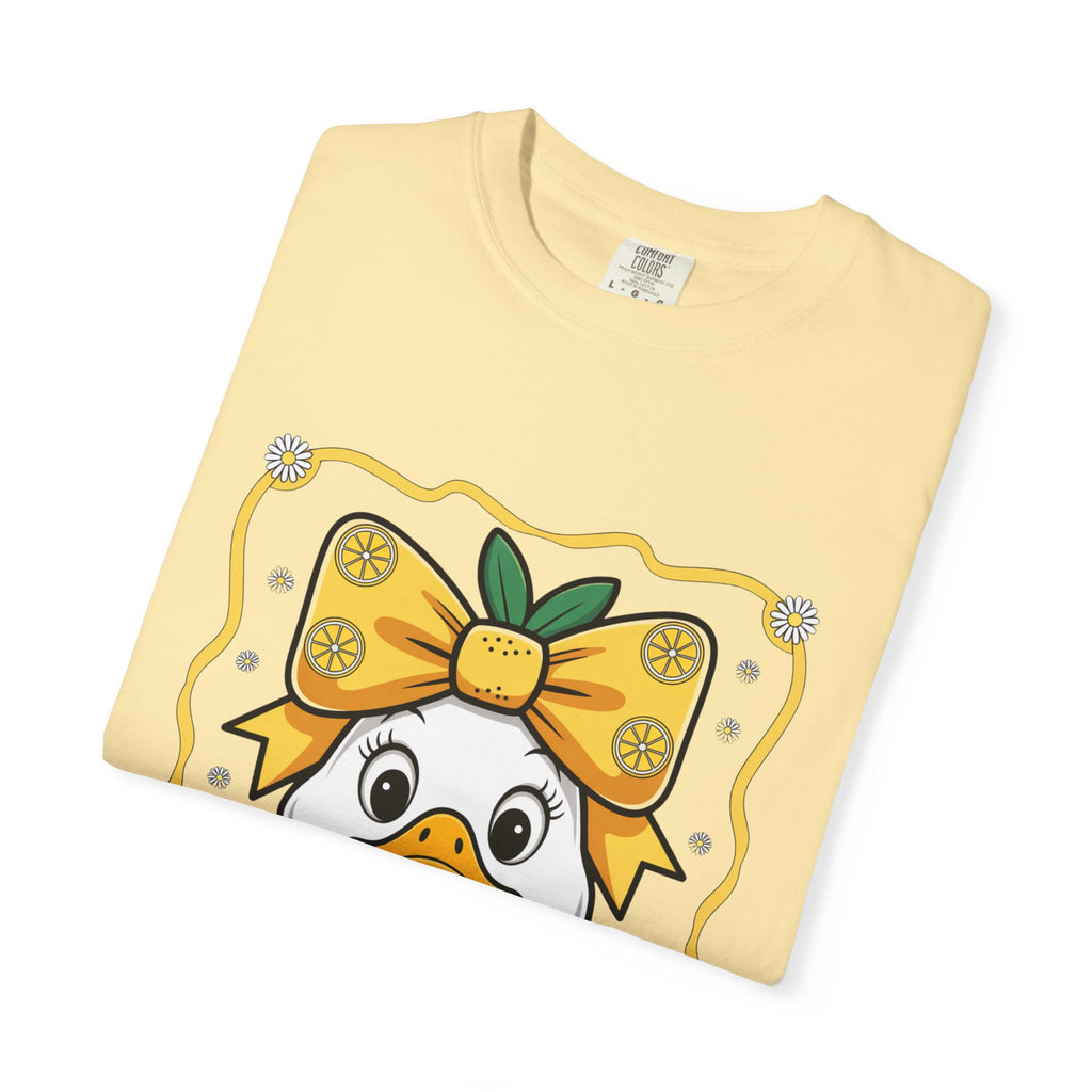 Cute Lemon Duck T-Shirt — Whimsical Duck with Bow Graphic Tee