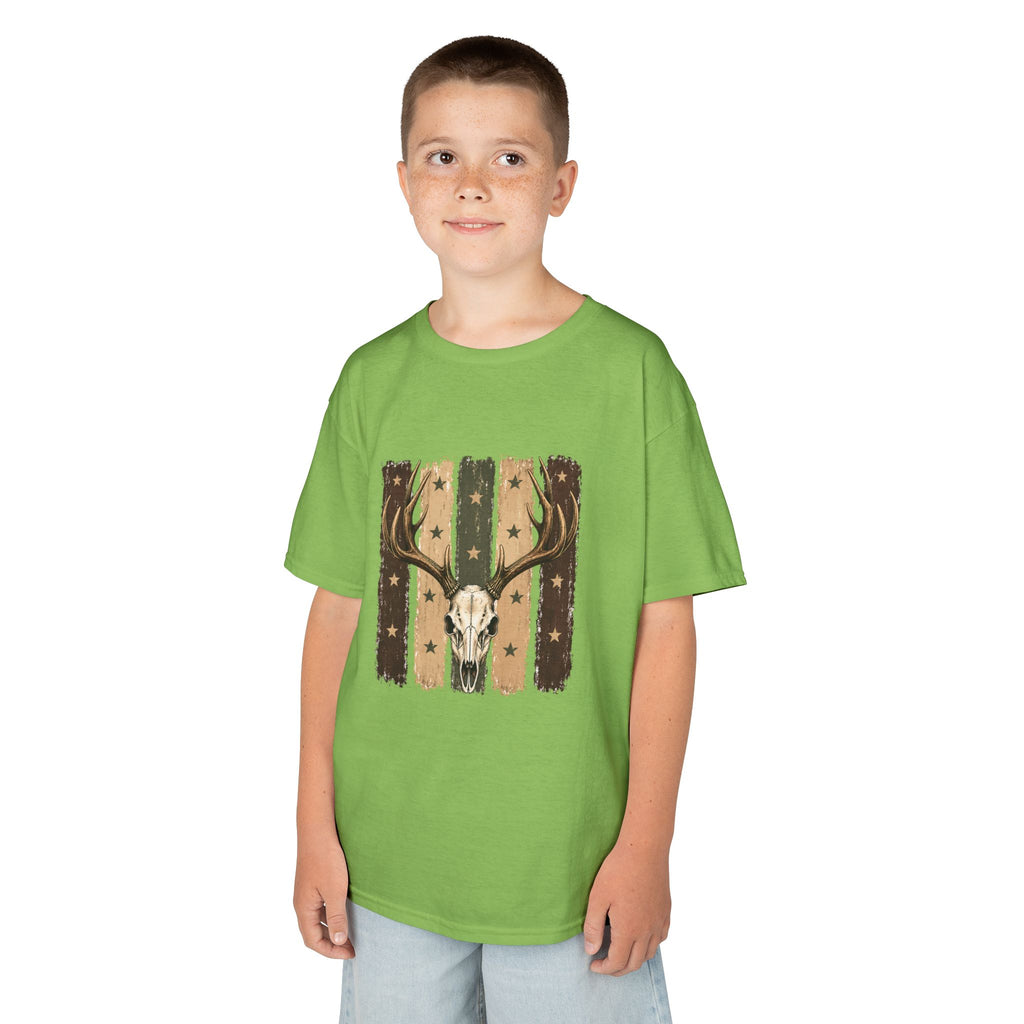 Kids Deer Skull Tee — Rustic Antler Graphic T-Shirt for Outdoor-Loving Kids