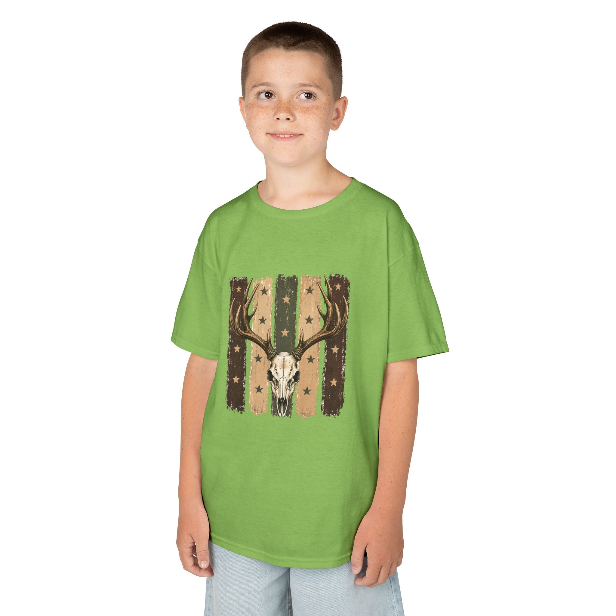 Kids Deer Skull Tee — Rustic Antler Graphic T-Shirt for Outdoor-Loving Kids