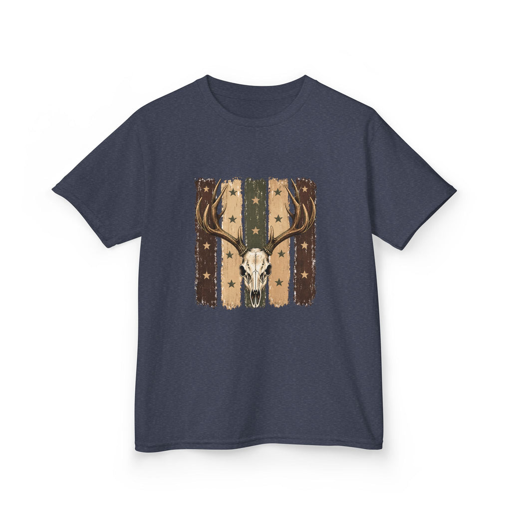 Kids Deer Skull Tee — Rustic Antler Graphic T-Shirt for Outdoor-Loving Kids