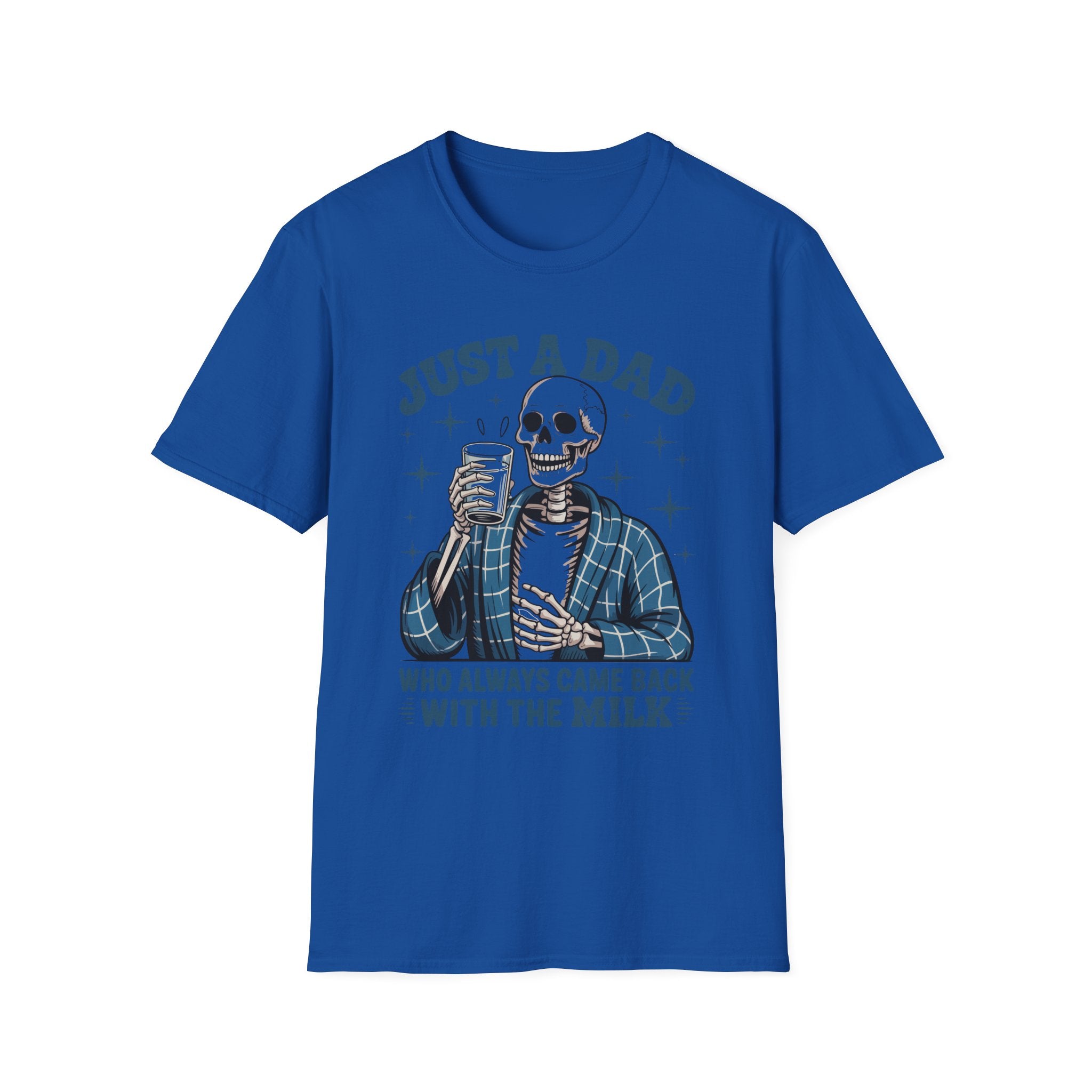 Just a Dad T-Shirt — 'Just a Dad Who Always Came Back With the Milk' Skeleton Vintage Tee