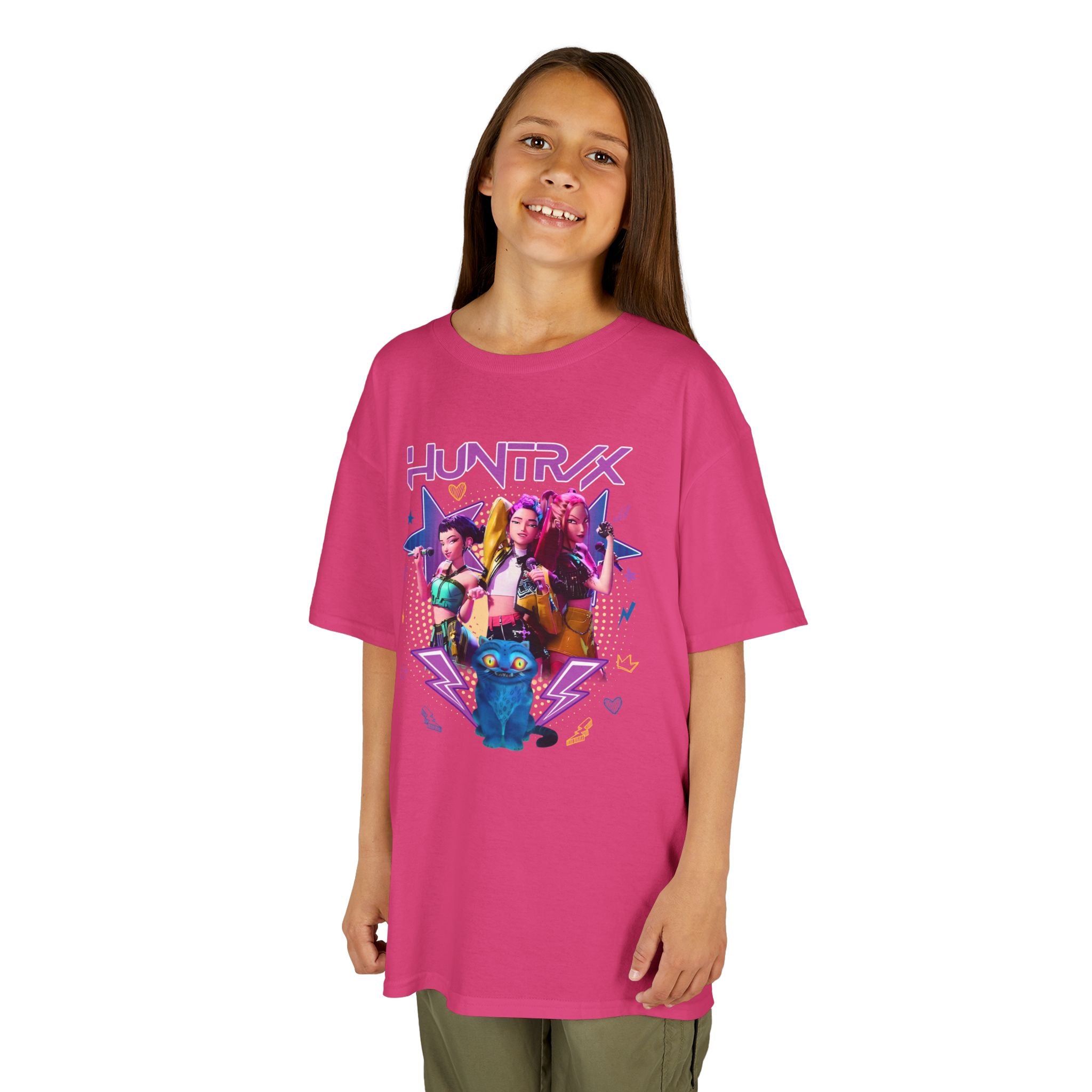 Kids Tee — Colorful 'HUNTRX' Character Graphic Shirt