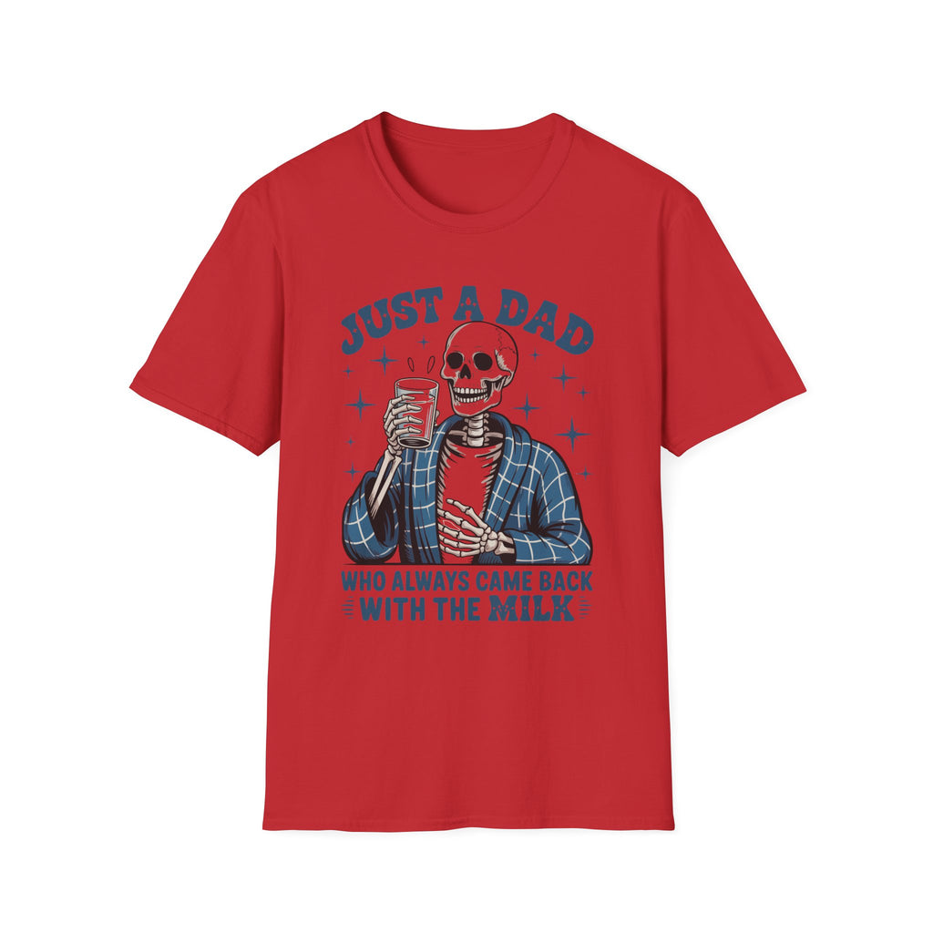 Just a Dad T-Shirt — 'Just a Dad Who Always Came Back With the Milk' Skeleton Vintage Tee