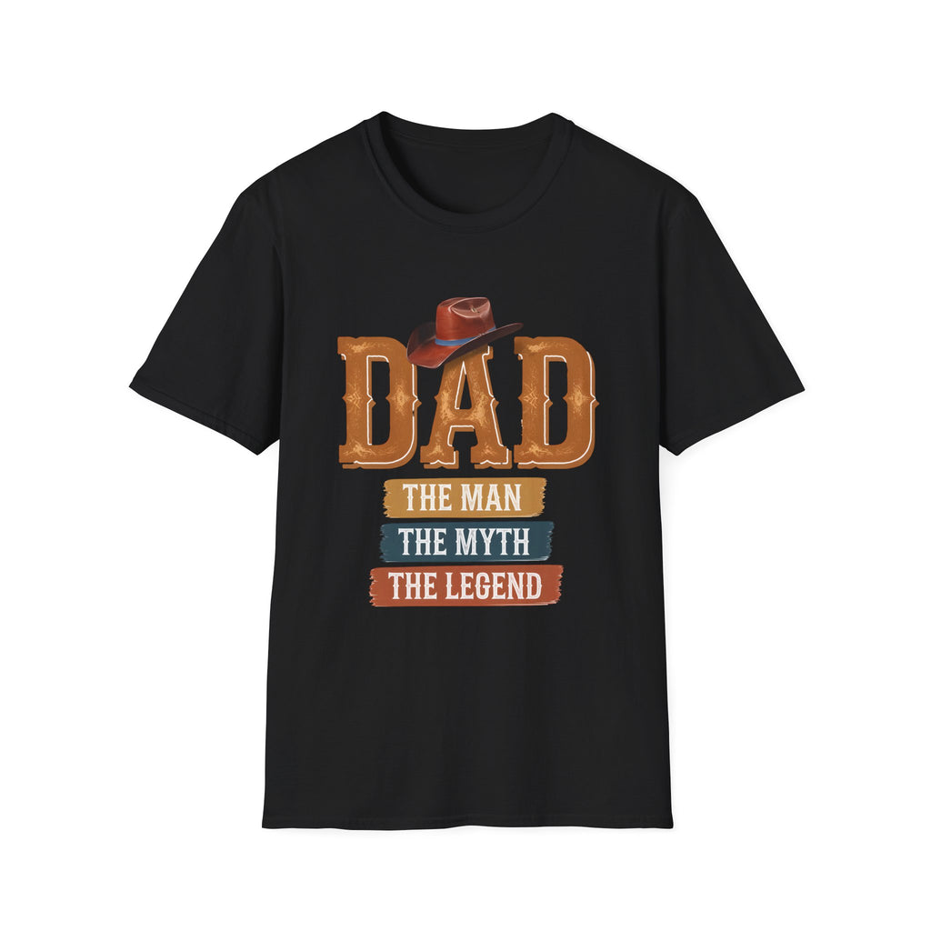 Dad Cowboy T-Shirt — "DAD" with Hat & "The Man The Myth The Legend" Design