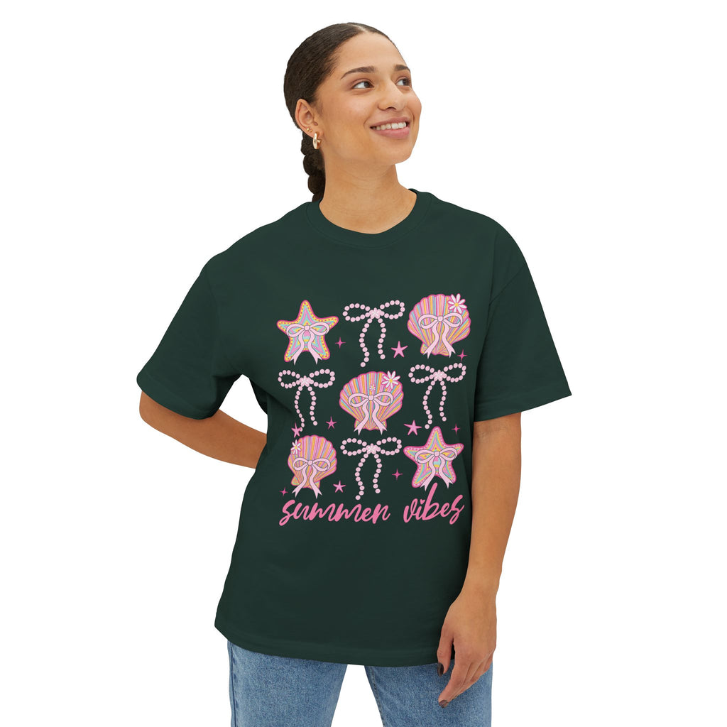 Summer Vibes Seashell & Starfish Boxy Tee