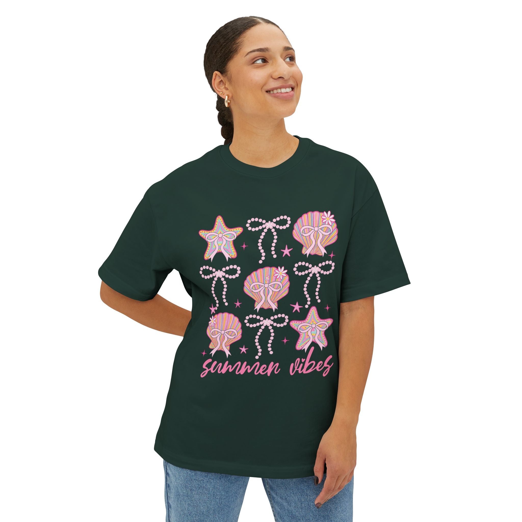 Summer Vibes Seashell & Starfish Boxy Tee