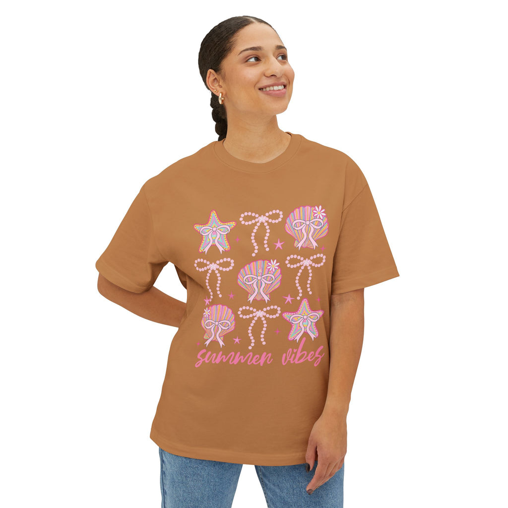 Summer Vibes Seashell & Starfish Boxy Tee