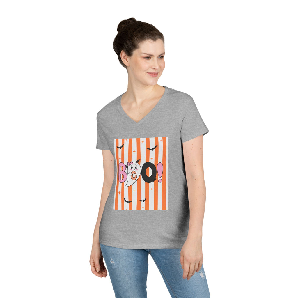 Boo! Ghost Halloween V‑Neck Tee
