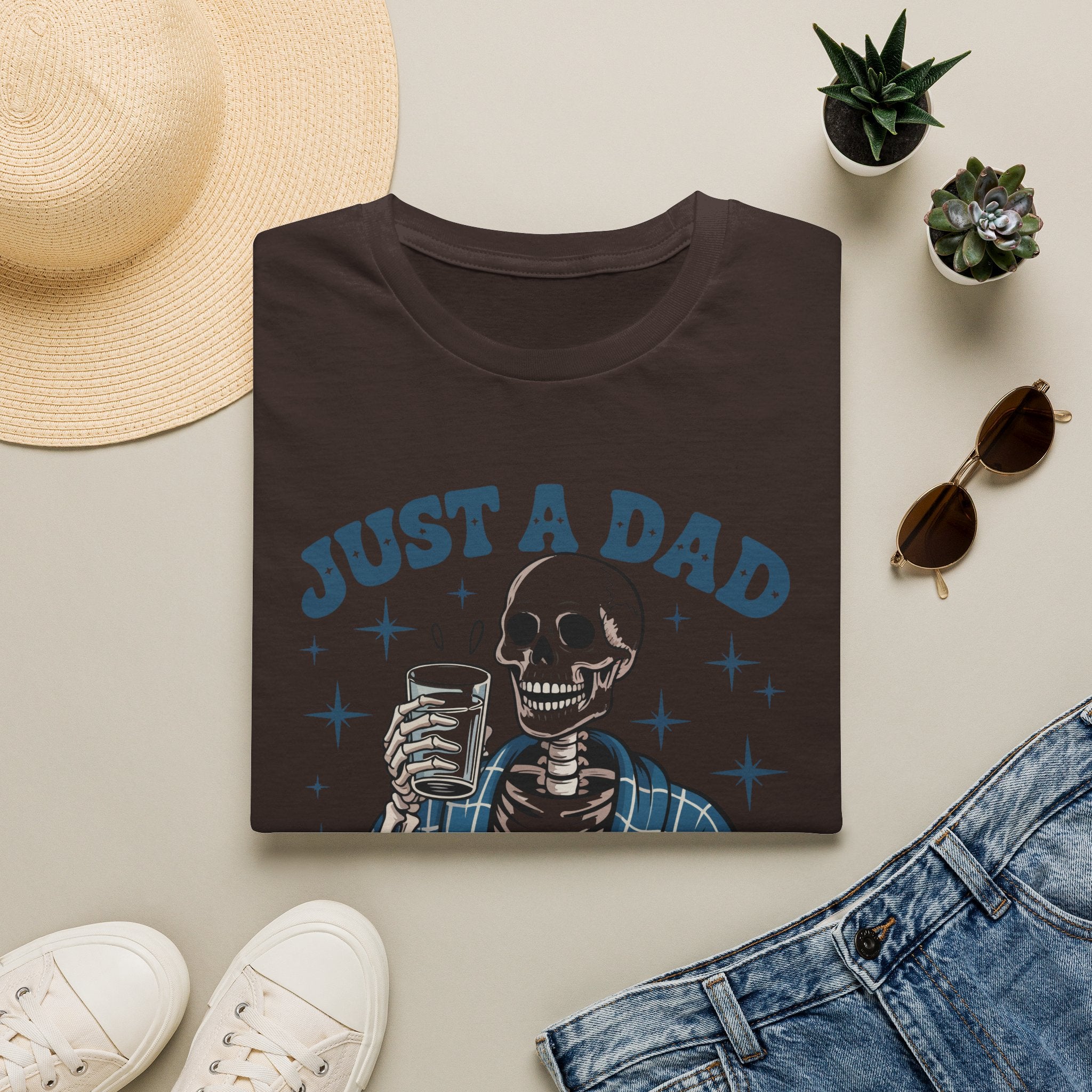Just a Dad T-Shirt — 'Just a Dad Who Always Came Back With the Milk' Skeleton Vintage Tee