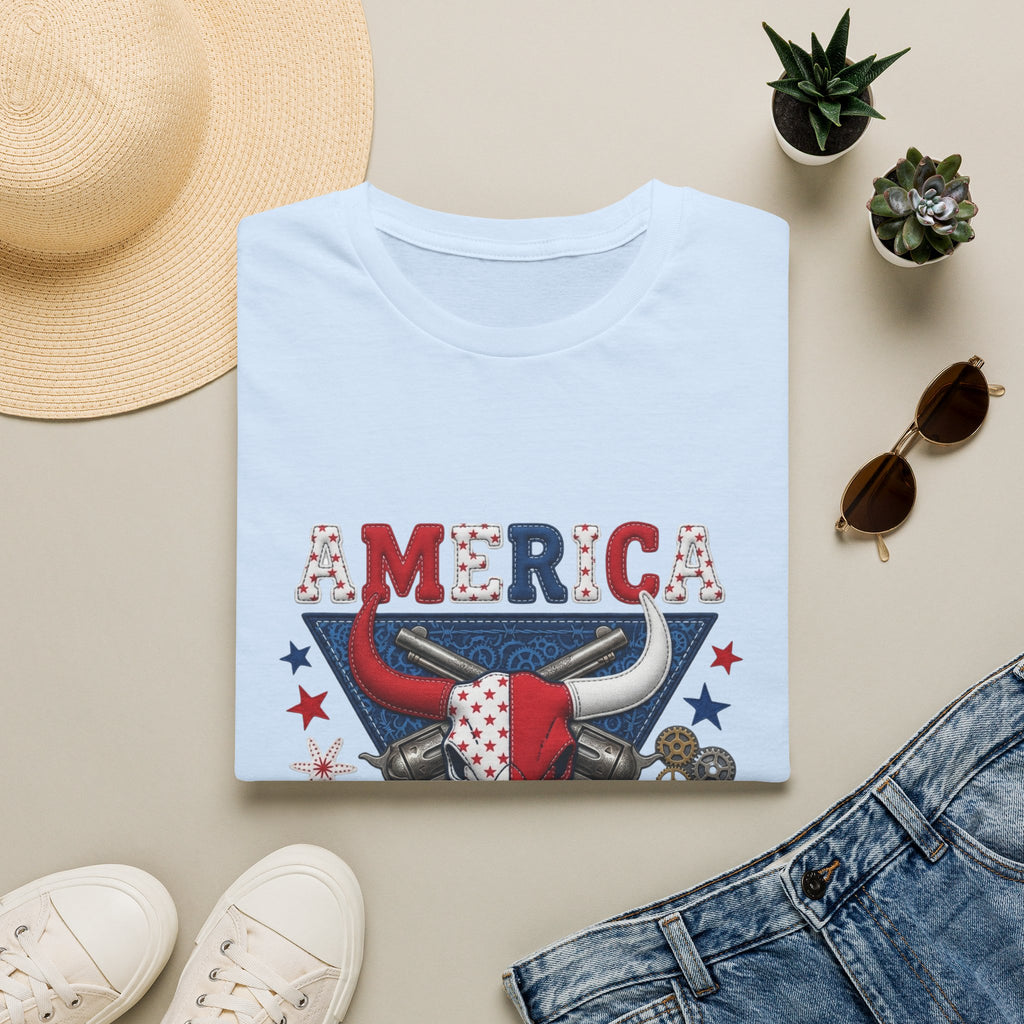America Made T-Shirt — Patriotic Bull Skull Graphic Tee