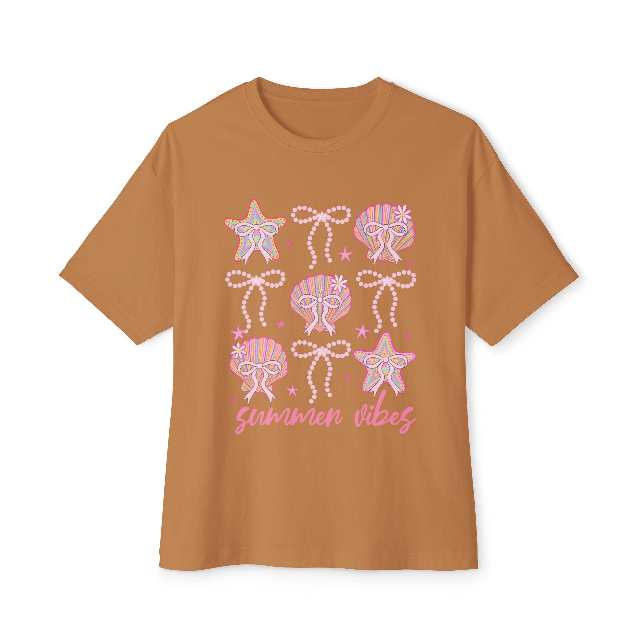 Summer Vibes Seashell & Starfish Boxy Tee