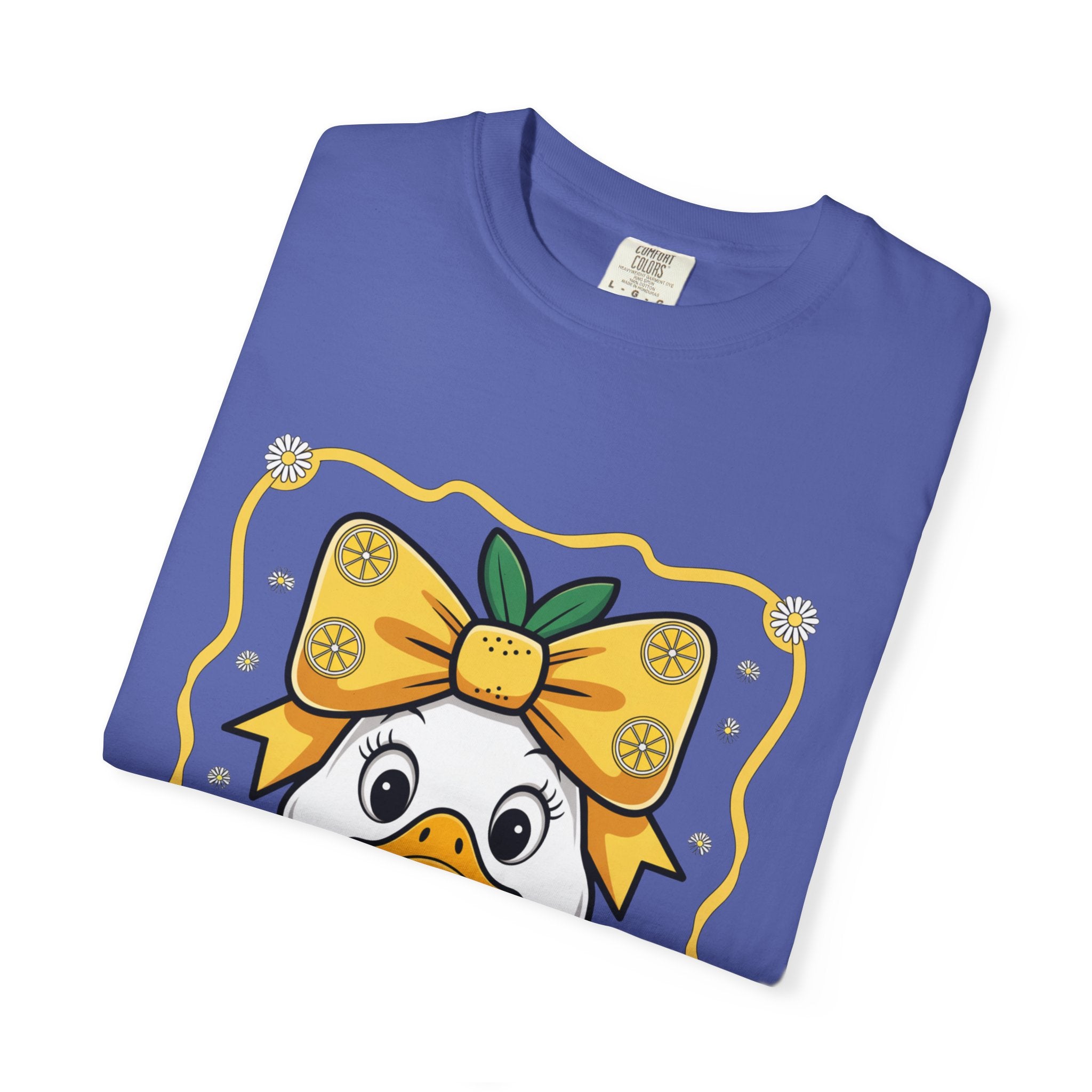 Cute Lemon Duck T-Shirt — Whimsical Duck with Bow Graphic Tee