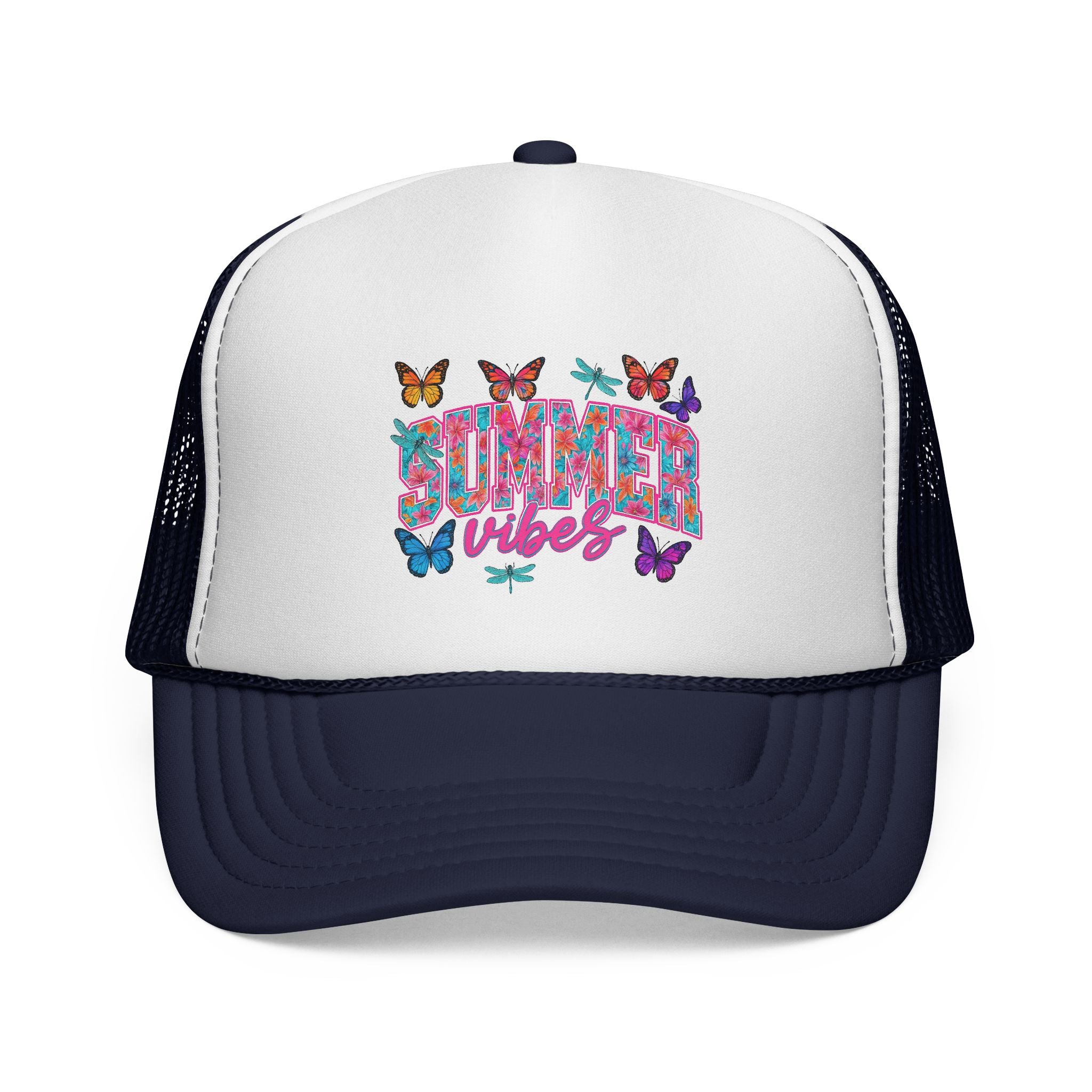 Trucker Cap - 'Butterfly Vibes' Floral Graphic Mesh Hat