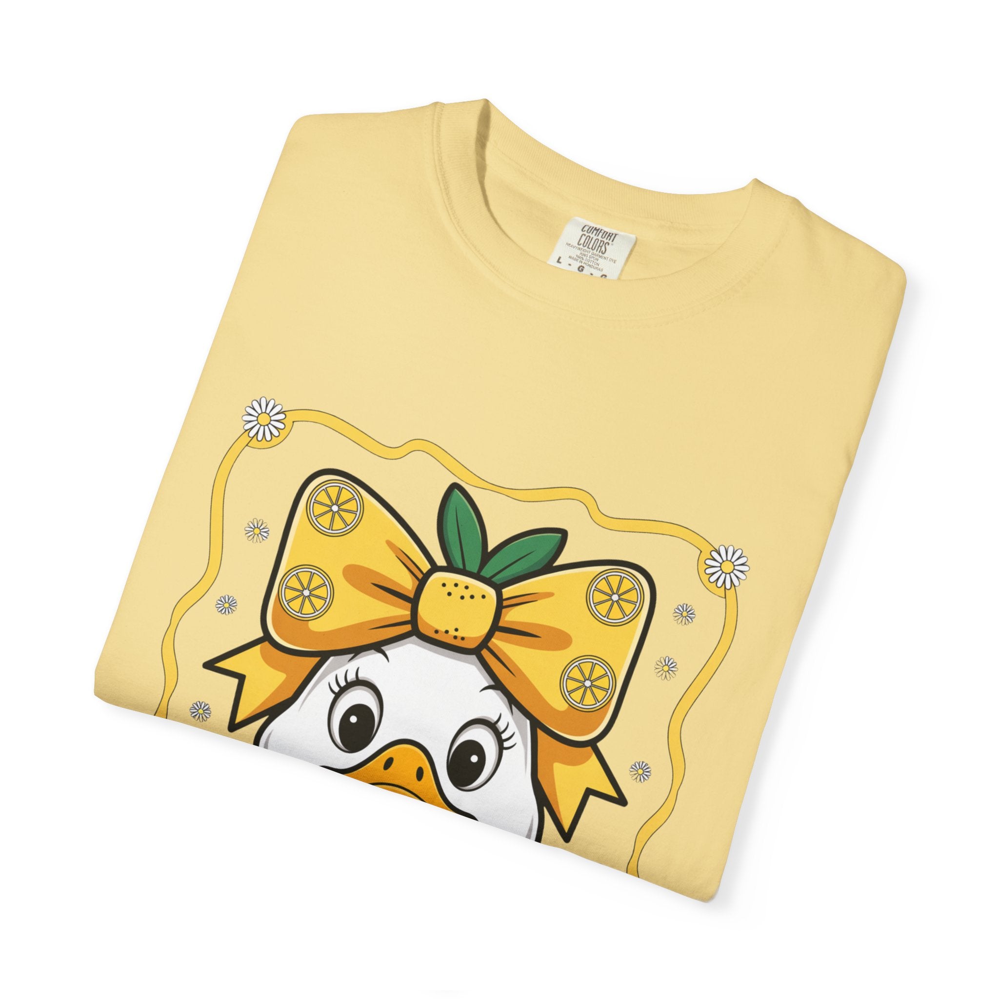 Cute Lemon Duck T-Shirt — Whimsical Duck with Bow Graphic Tee