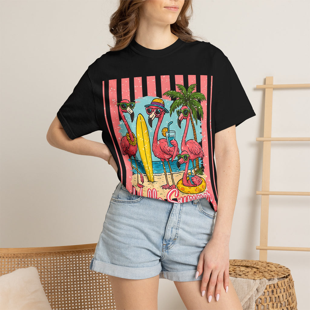 Hello Summer Flamingo Beach T-Shirt
