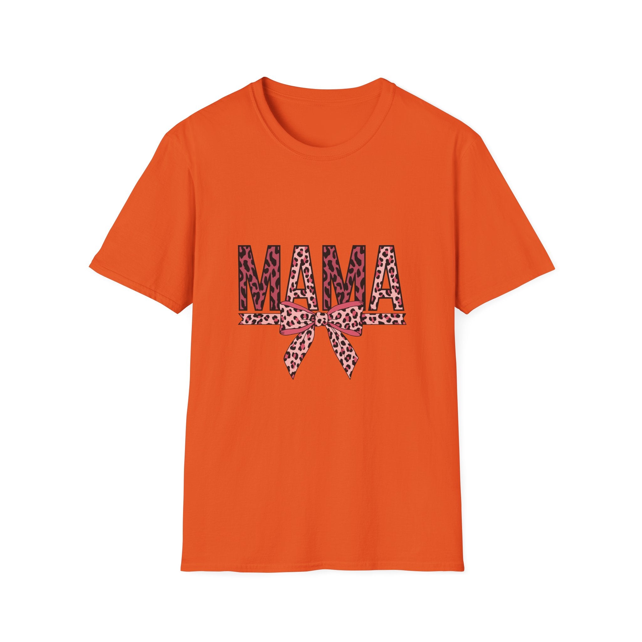 Mama Leopard Print T-Shirt — Pink Bow Mom Tee