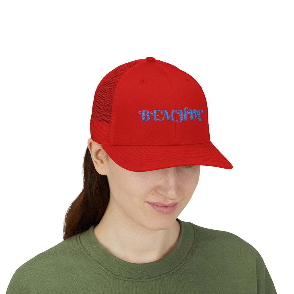 Beachin' Snapback Trucker Cap — Casual Beach Vibe Mesh Hat