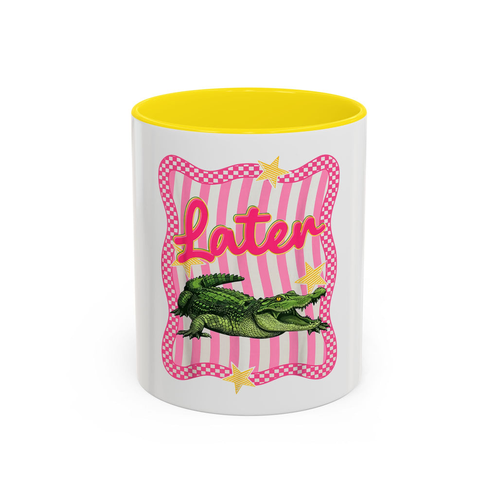 Coffee Mug - 'Later' Retro Pink Gator Accent Mug (11/15oz)