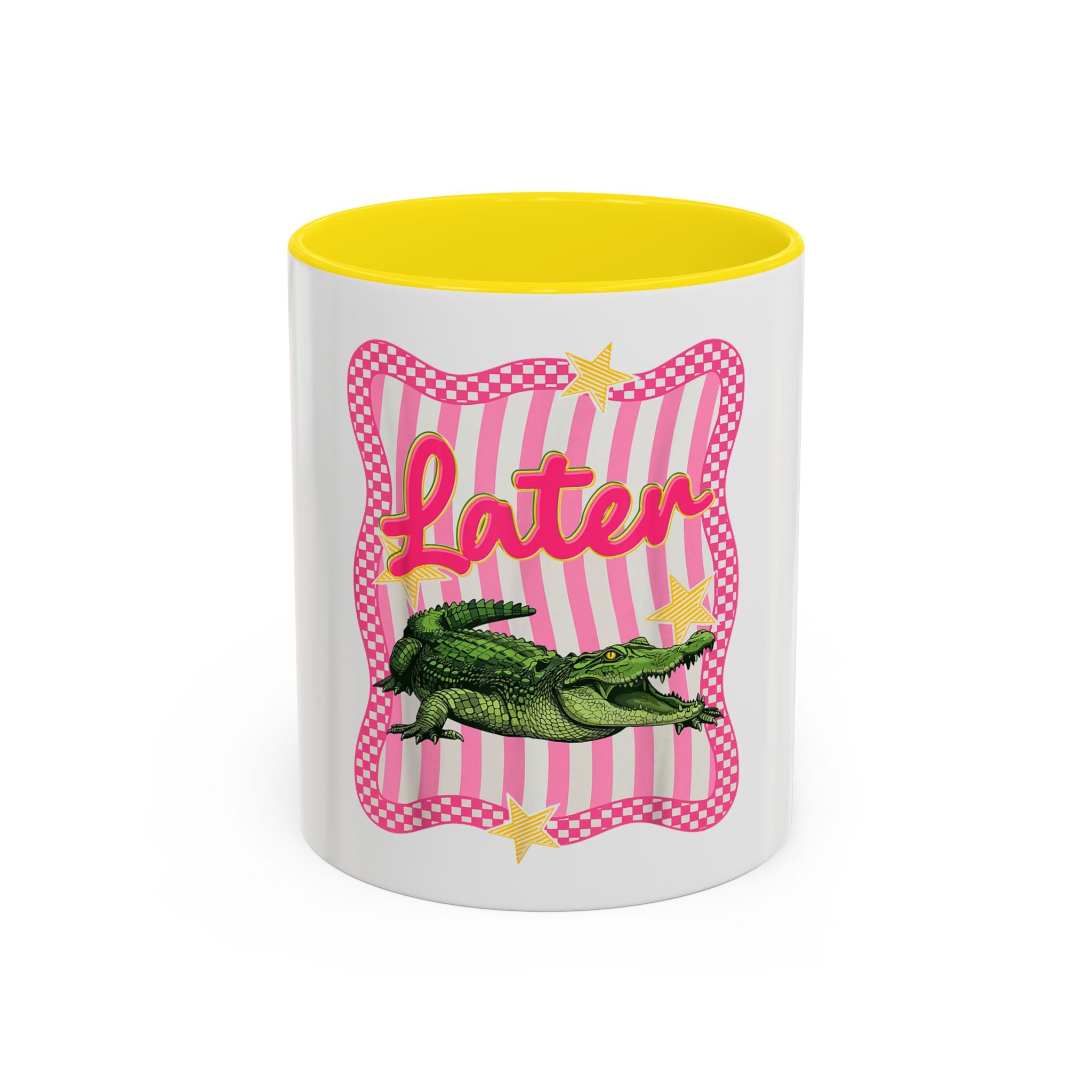 Coffee Mug - 'Later' Retro Pink Gator Accent Mug (11/15oz)