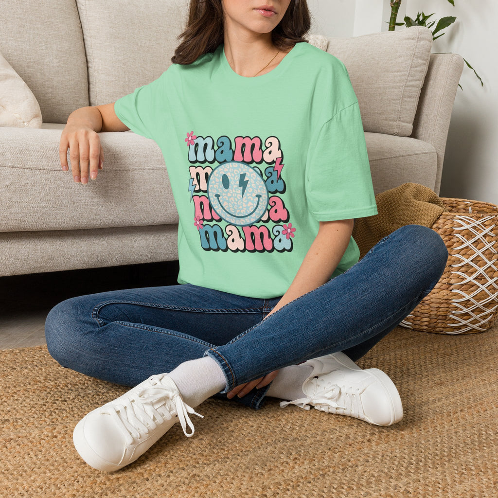 Mama Smile Graphic T-Shirt — Retro Boho 'mama' Design for Mothers, Mother's Day Gift