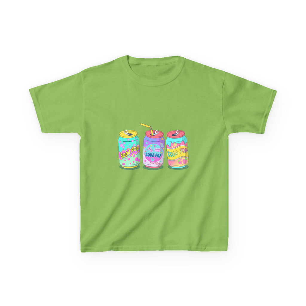 Kids T-Shirt — Colorful Soda Can Trio Graphic Tee (Cute Retro Drink Design)