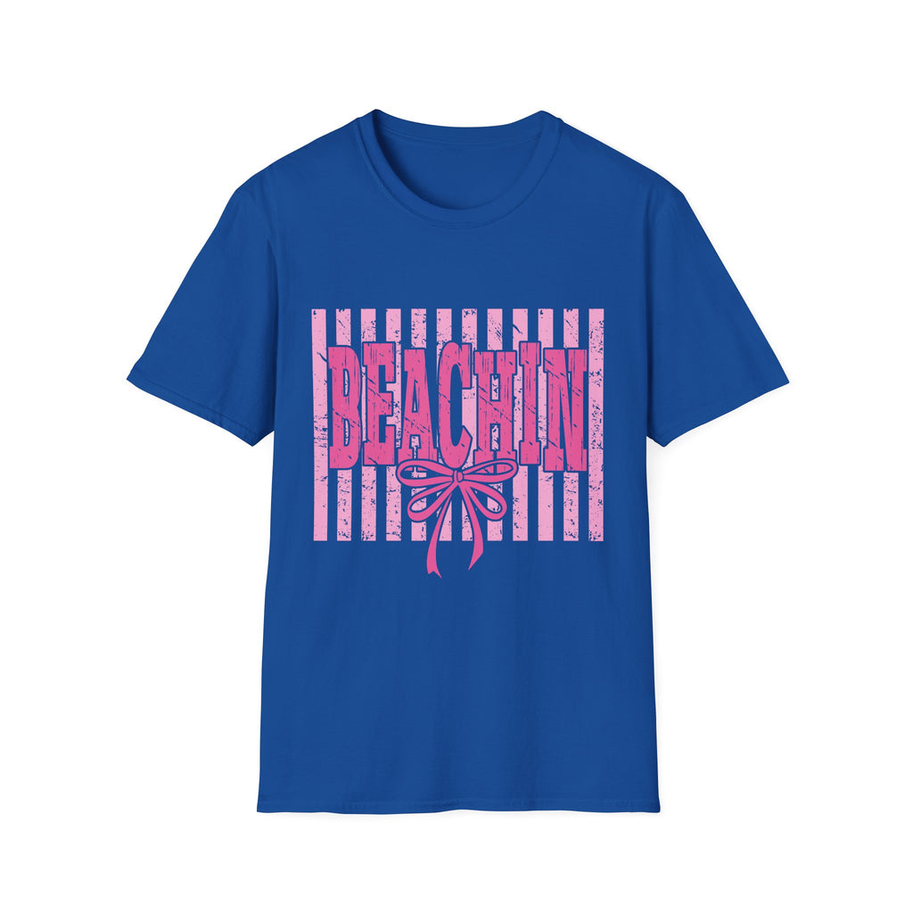 Beachin' Pink Striped Graphic T-Shirt | Summer Beach Vibes