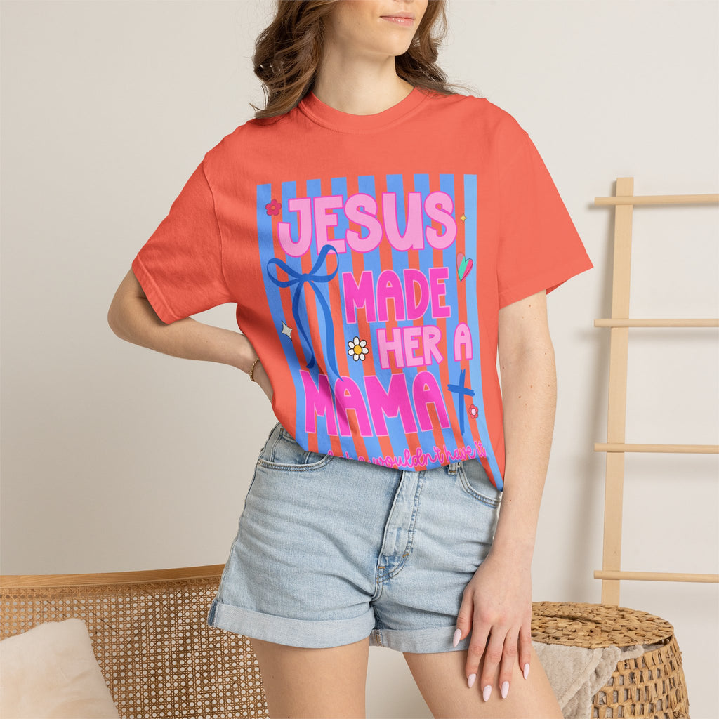 Jesus Made Her a Mama T-Shirt Jesus Made Her A Mama Shirt, Christian Mom Shirt, Faith Based Mama Tee, Religious Mother Shirt, Christian Women Graphic Tee, Cool Moms Tee