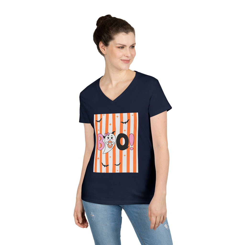 Boo! Ghost Halloween V‑Neck Tee
