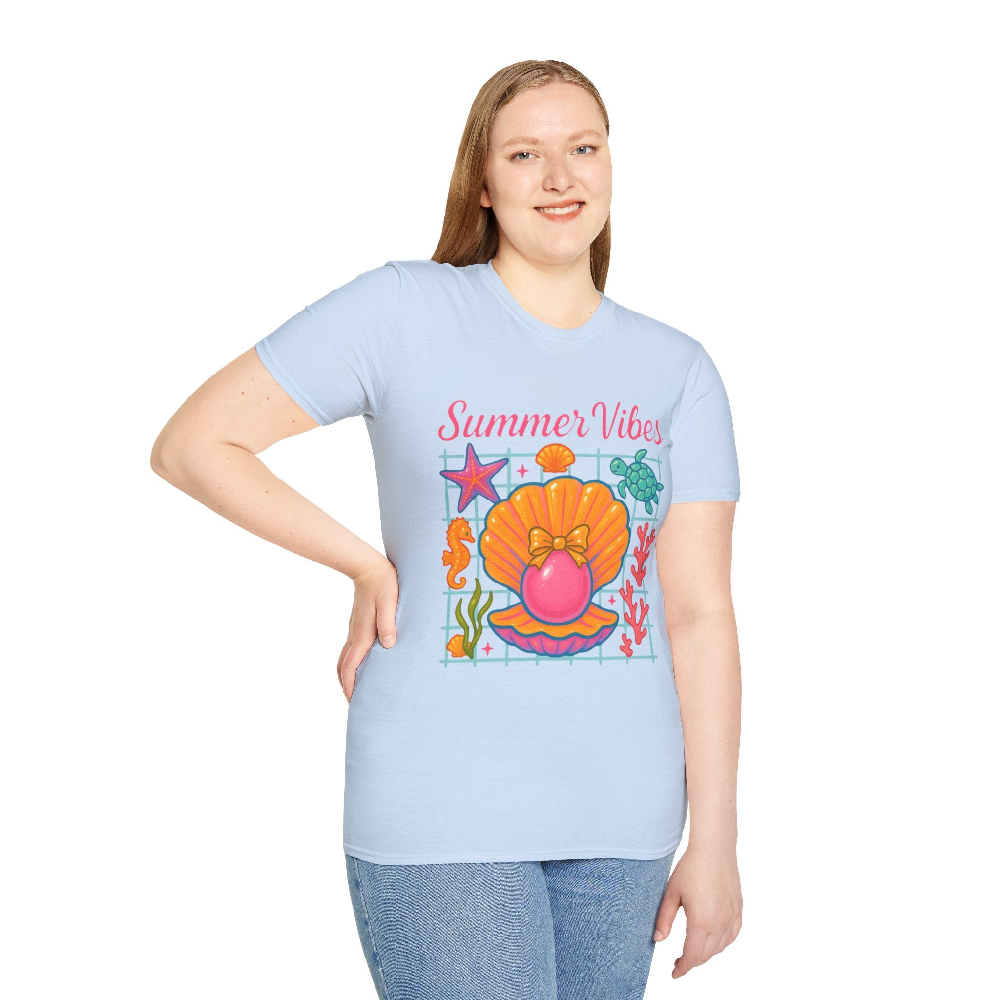T-Shirt — "Summer Vibes" Seashell & Sea Life Beach Tee