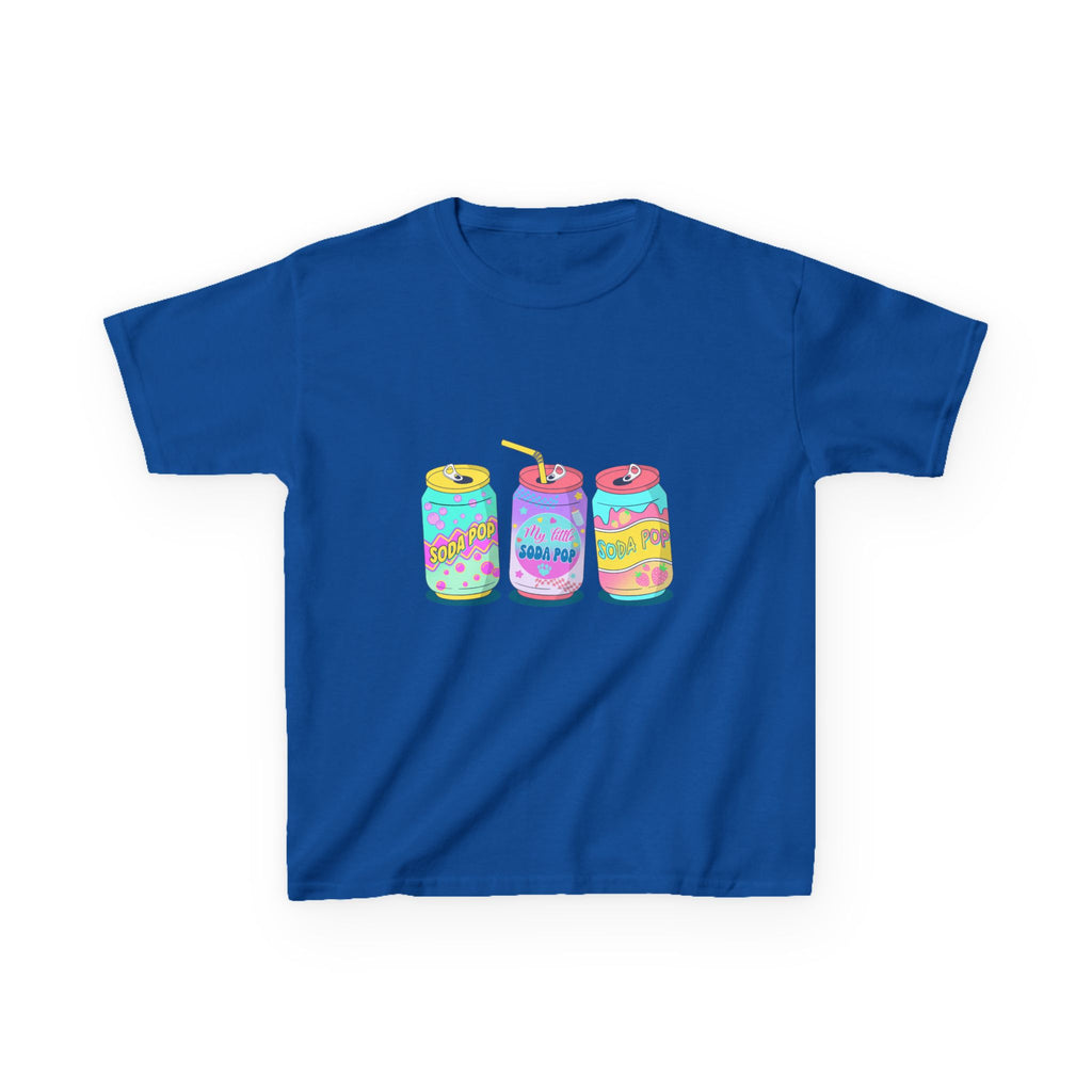 Kids T-Shirt — Colorful Soda Can Trio Graphic Tee (Cute Retro Drink Design)