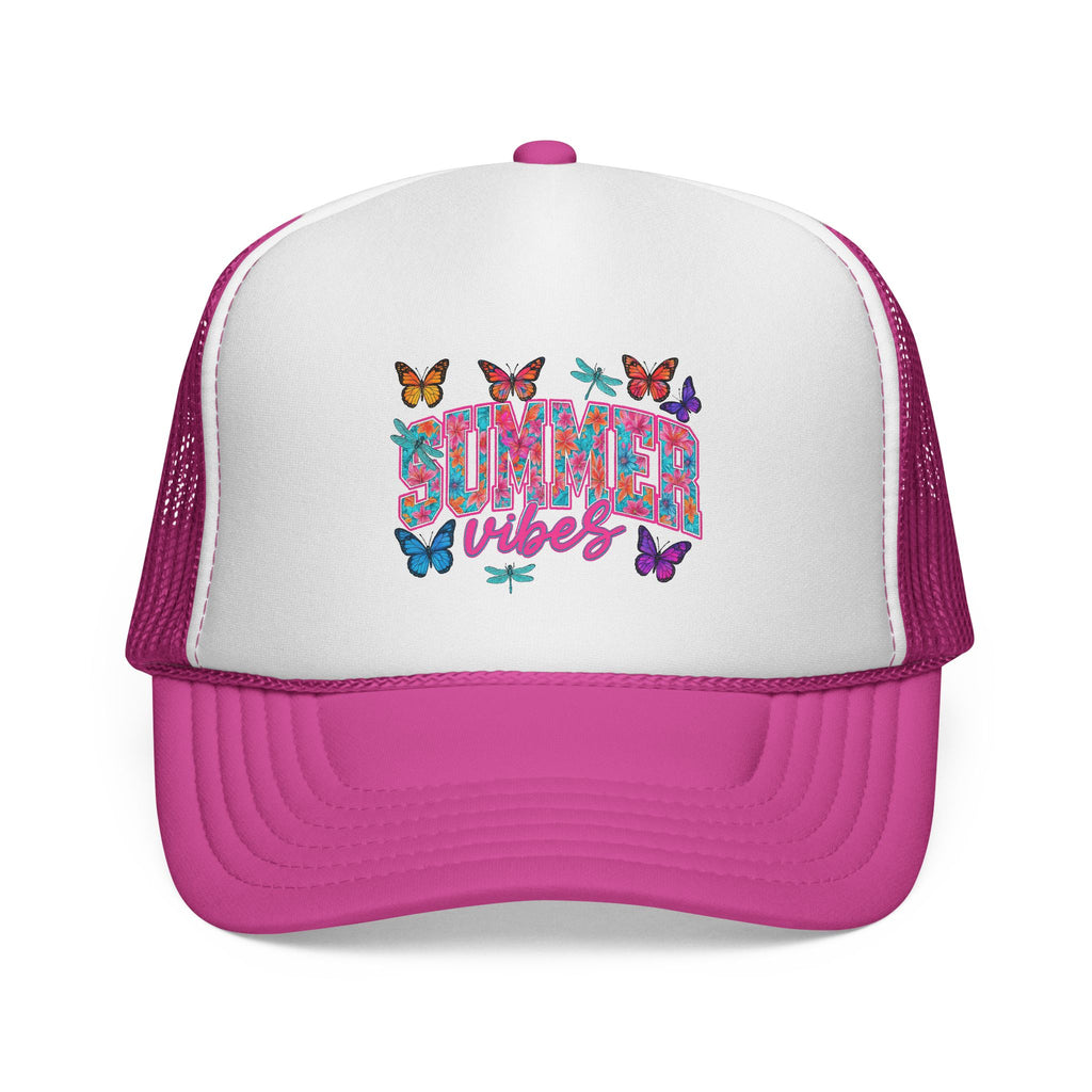 Trucker Cap - 'Butterfly Vibes' Floral Graphic Mesh Hat