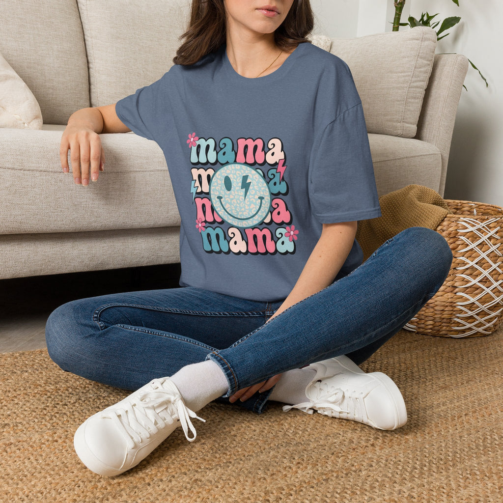 Mama Smile Graphic T-Shirt — Retro Boho 'mama' Design for Mothers, Mother's Day Gift