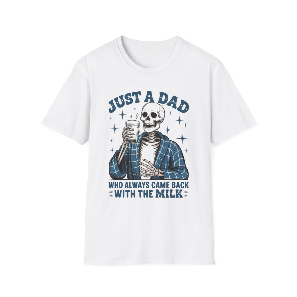 Just a Dad T-Shirt — 'Just a Dad Who Always Came Back With the Milk' Skeleton Vintage Tee