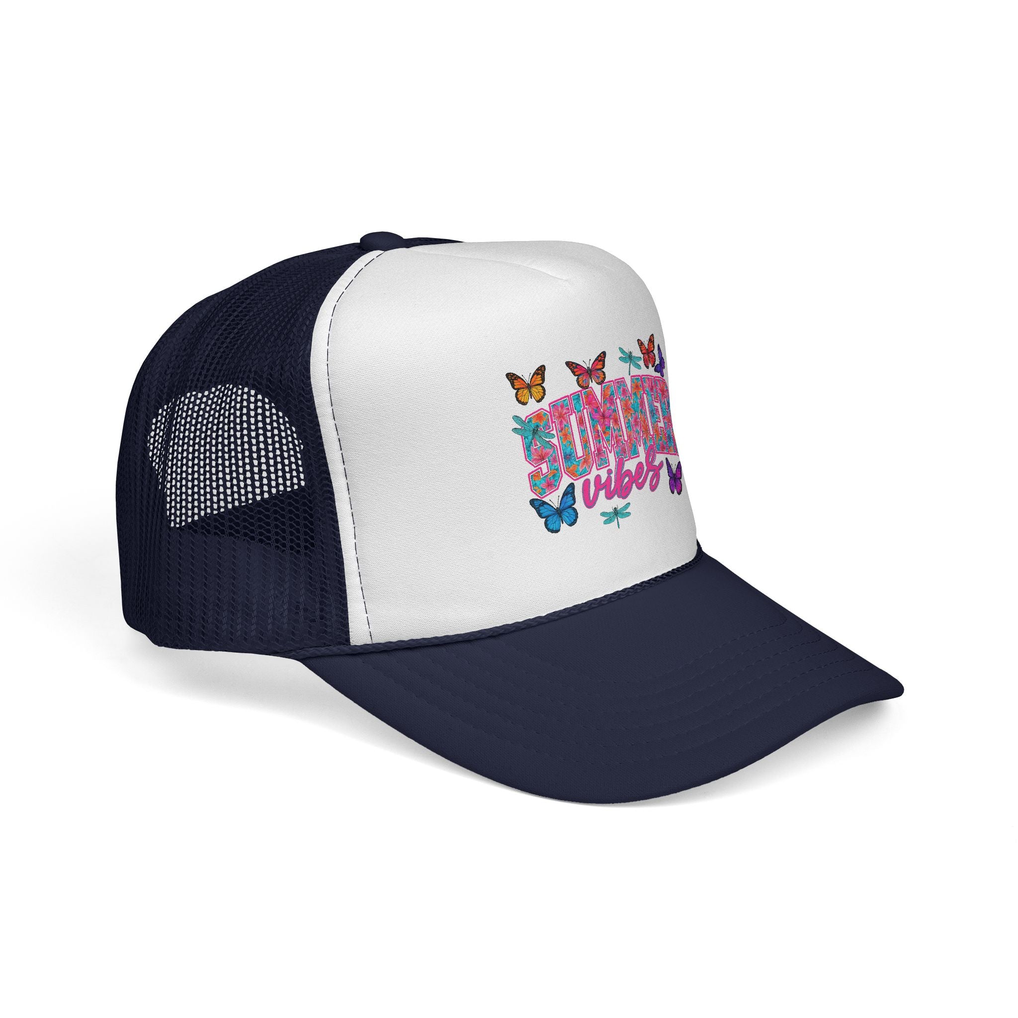 Trucker Cap - 'Butterfly Vibes' Floral Graphic Mesh Hat
