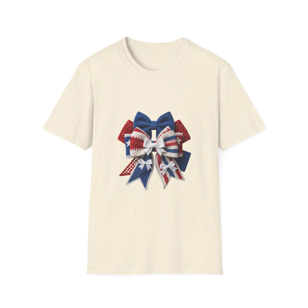 Patriotic Bow T-Shirt — Red White & Blue Ribbon Graphic